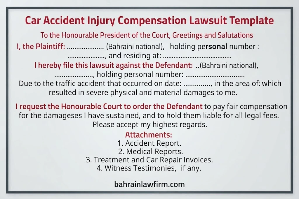 Sample Compensation Claim for Injuries from a Car Accident